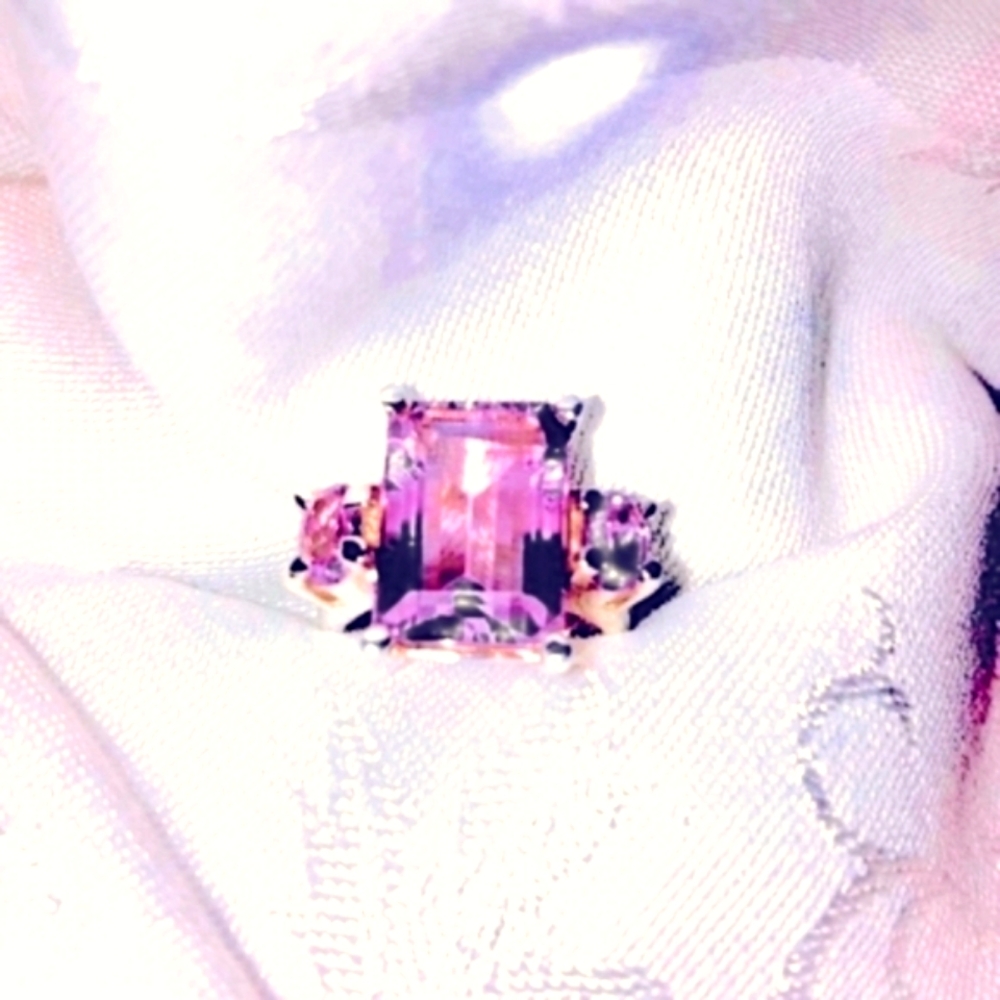 ENGAGEMENT RING: AMETHYST 3 Stone Ring—Bold, Modern Ring in Classic Design